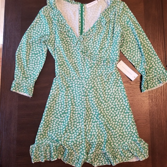 Goodnight Macaroon Other - Goodnight Macaroon Green Flower Romper
